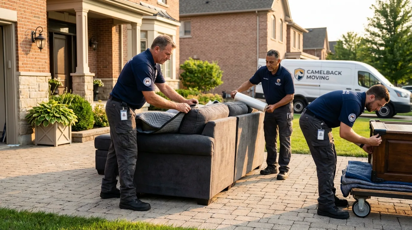 Large estate moving crew wrapping furniture in Roselle, NJ