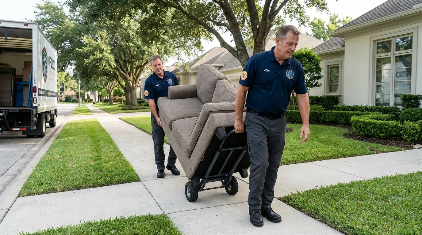Local residential moving crew loading furniture in Roselle, NJ